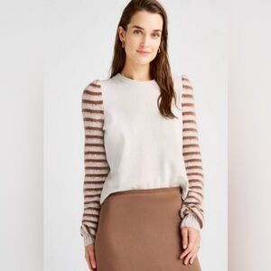 NWOT M Splendid Sequin Pullover in Oat Heather & Cotton Blend